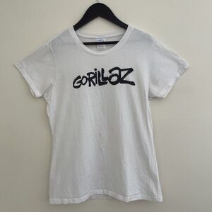GORILLAZ Vintage 2000s Graffiti Logo Streetwear Official Cotton Tee, White- Med.
